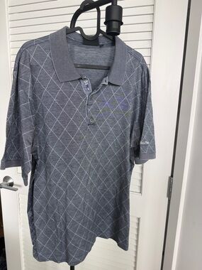 Bobby Jones Gray Diamond Performance Polo Golf Shirt Classic Fit Knit L